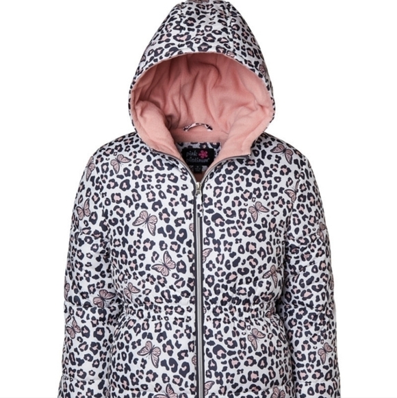 Wippette Toddler Butterfly Animal Print Hooded Puffer Jacket Pink 2T - Picture 2 of 4